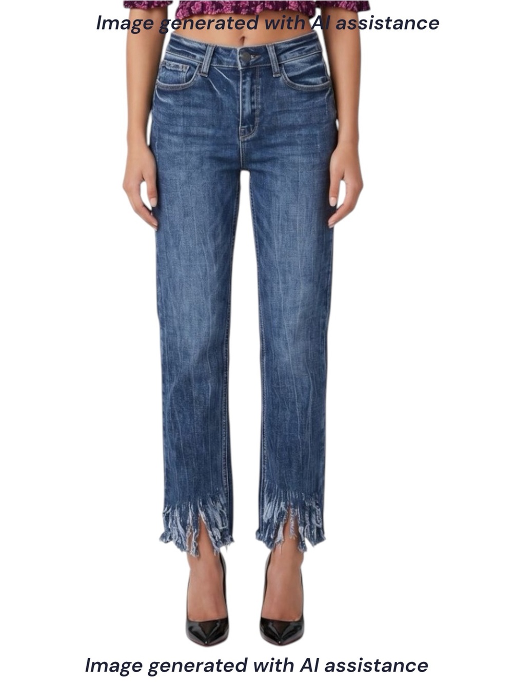 Petra153 size 5 (26x26) fringe hem ankle jean